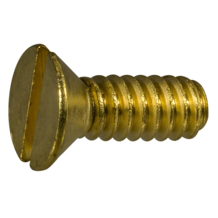 Midwest Fastener #10-24 x 1/2 in Slotted Flat Machine Screw, Plain Brass, 24 PK 61472
